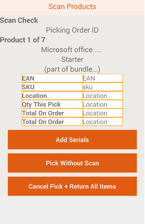 Scan Pick Product